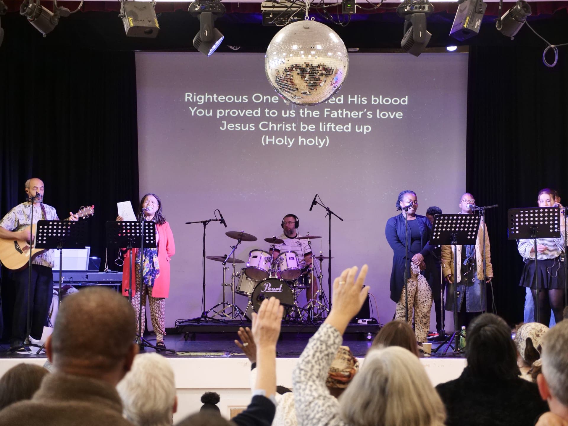 The worship band leading during a service